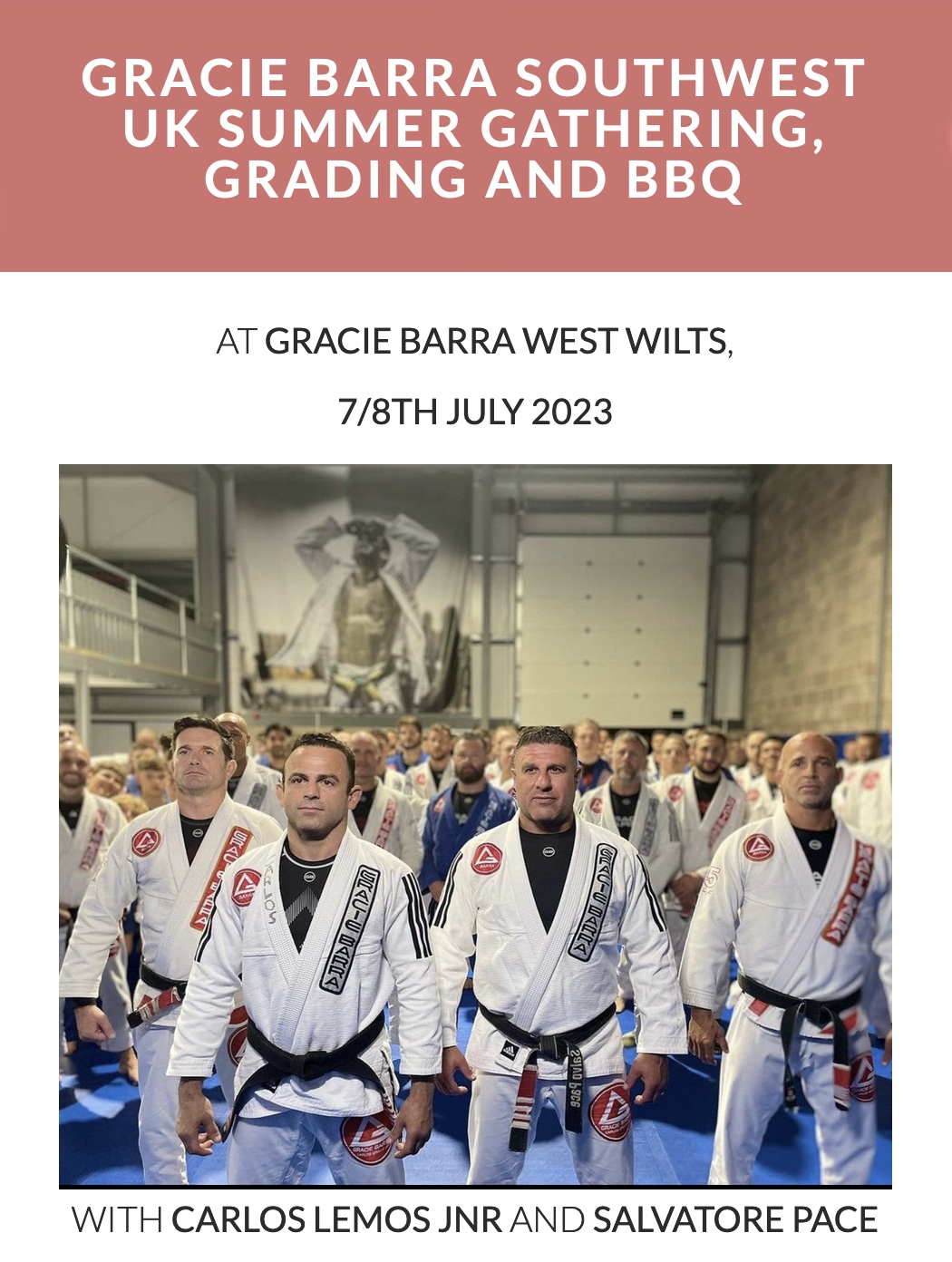 Gracie Barra Southwest UK Summer Seminar, Grading & BBQ with Professor Carlos Lemos Jnr and Professor Salvatore Pace